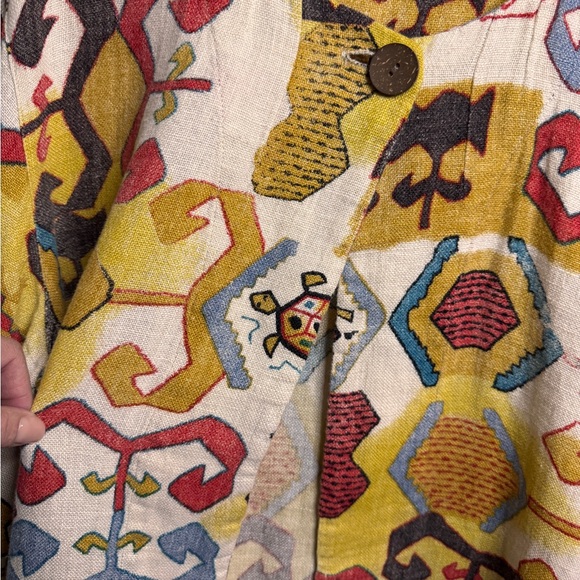 Chico's Multicolor Abstract 100% Linen Jacket Size 3 XL/16 - Picture 9 of 9